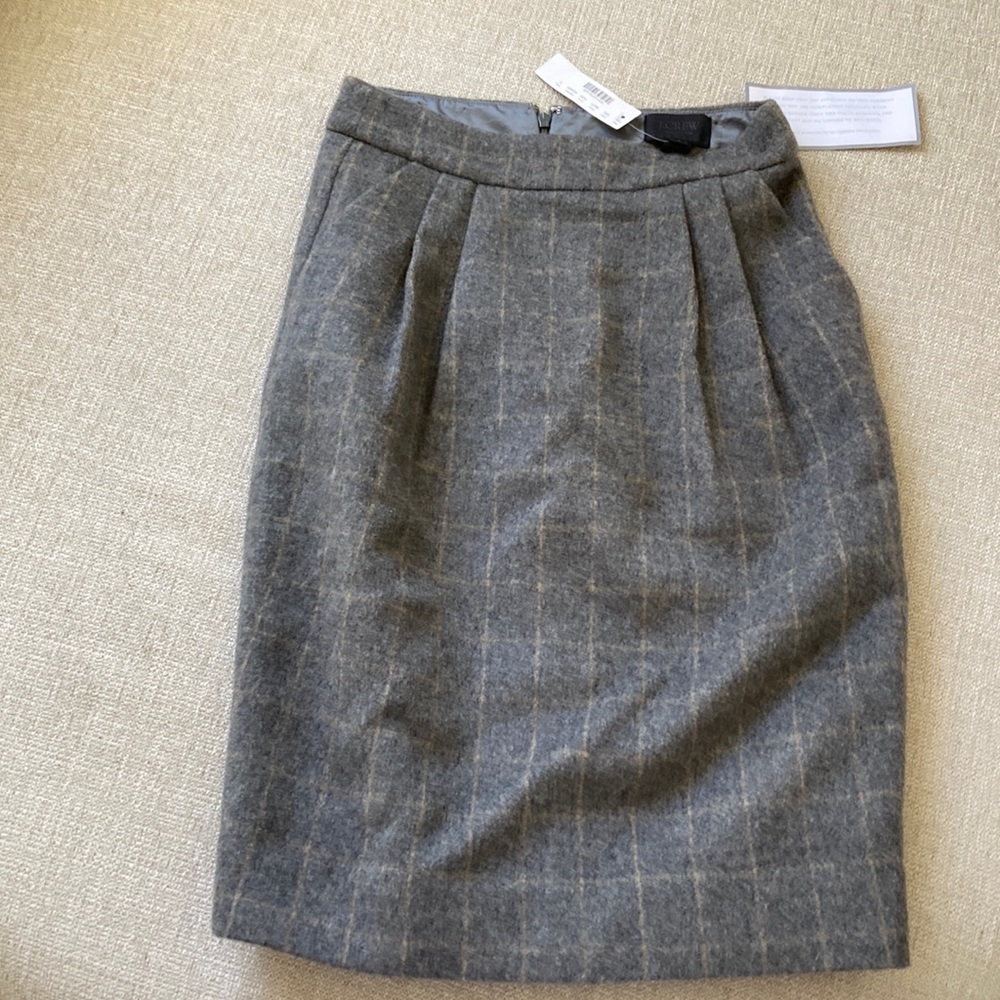 J.Crew gray check wool pencil skirt
